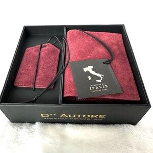 Burgundy Suede Men/Women’s Passport Holder & Luggage Tag